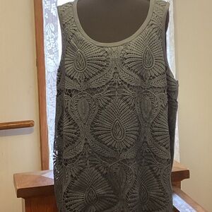 Lane Bryant Gray Lace Tank Top